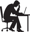 © stock Dady - Stressed, tired and frustrated business man with desk and laptop Silhouette