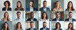 © Vadym - Diverse team members corporate portrait grid. Smiling men and women of different races and ages pose for a group shot. Professionals look happy and confident in business attire.