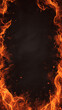 © aimired - Fiery Frame Background with Flames on Black, social media border,