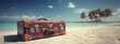 © JovialFox - A banner for summer travel featuring a vacation and adventure concept. The picture a sandy tropical