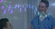© vectorfusionart - Interacting doctor discussing patient metrics on digital overlay in exam room, with stethoscope