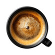 © Ifrat - Top view of rich espresso with creamy crema in a black cup overhead shot