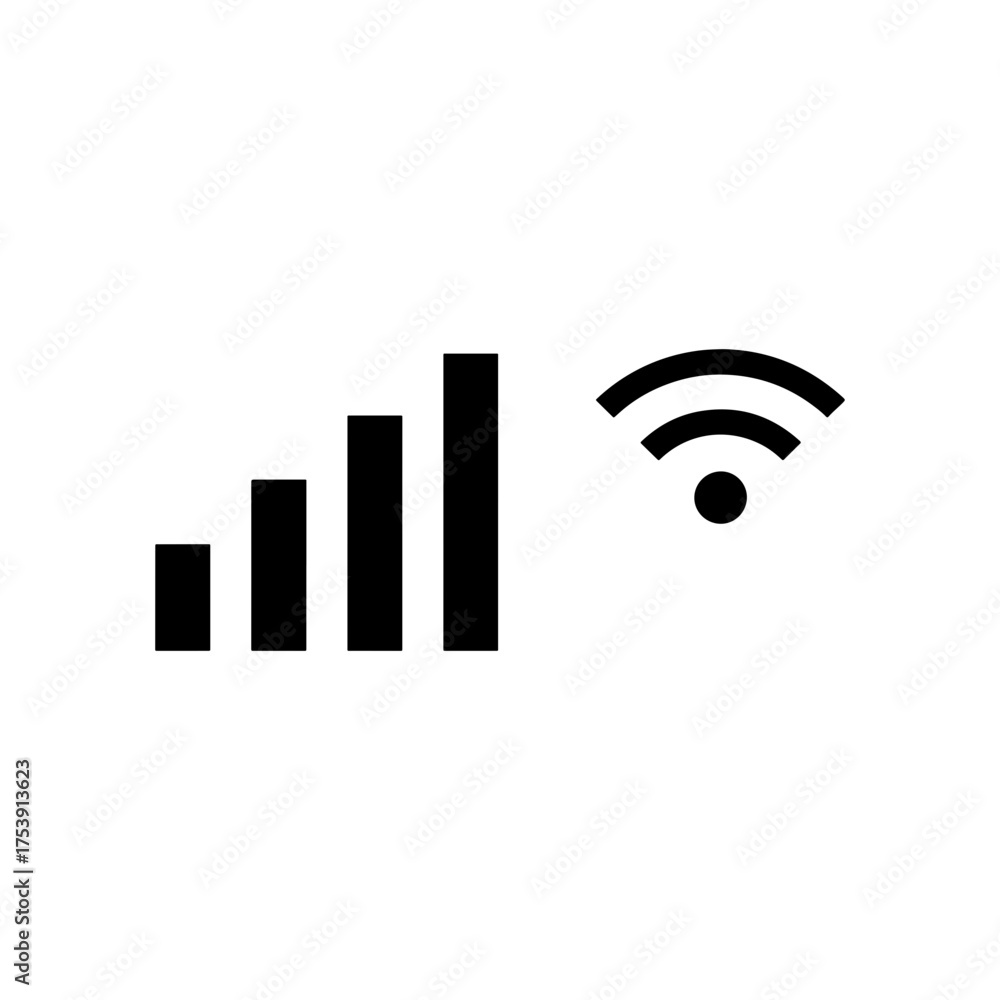 Illustration of a wifi signal strength indicator with bars and wifi ...