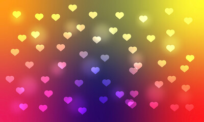 Wall Mural - Colorful Heart Grid Background – Multishade Gradient Love Glow. abstract bokeh background