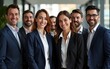 © li - Group of professional businesspeople celebrating success at corporation. High quality
