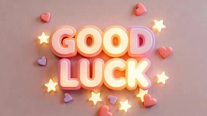 Three dimensional glowing text spelling success encouragement with decorative elements