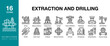 © SpaceFabric - Extraction and Drilling icon set. Includes extraction, industry, energy, gas, rig, oil and More. Editable Stroke Icon Collection.