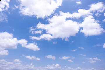 Wall Mural - clear blue sky background,clouds with background, Blue sky background with tiny clouds. White fluffy clouds in the blue sky. 