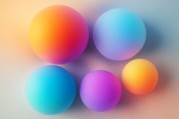 Wall Mural - Abstract colorful spheres with soft lighting on gradient background, creative minimal composition with pastel tones and smooth surfaces. Ai generative