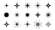 © Tanzicons - Collection of fifteen different starburst shapes isolated on, perfect for adding a touch of sparkle and magic to your designs and projects on transparent background