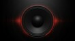 © punduh - Powerful Audio Speaker with Red Sound Wave Visualizer on Black Background