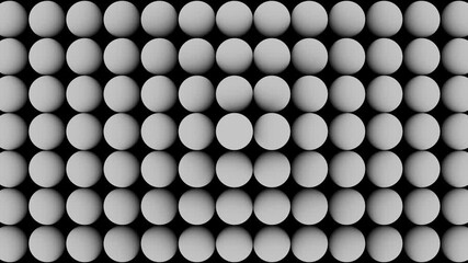 Wall Mural - Black and white glowing spheres pattern on dark background with geometric 3d abstract modern digital texture