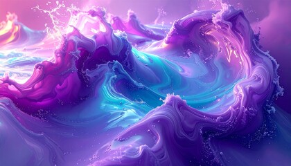 Wall Mural - Abstract blue fractal wave design background
