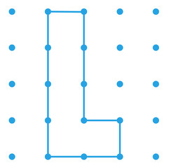 Abstract blue dot and line pattern grid isolated on transparent background