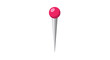© Viana - Simple depiction of a single pink pushpin with a glossy spherical head and pointed metal pin designed for pinning papers and documents