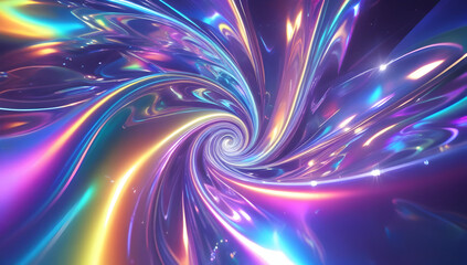 Wall Mural - Stunning iridescent light streaks swirling in dynamic space, a modern abstract design perfect for tech backgrounds and vibrant creative projects