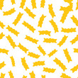 © Ayesha - A vibrant yellow pattern of crinkle cut fries scattered across a clean white background creates a playful and appetizing visual effect for food related designs and concepts