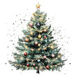 © Sajana Jayathissa - Christmas Tree Clipart: Festive Holiday Tree with Lights and Ornaments