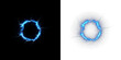 © POLINA - Electric blue lightning circle overlay on contrasting black and white backgrounds, creating a dynamic visual effect for creative design projects and digital art applications