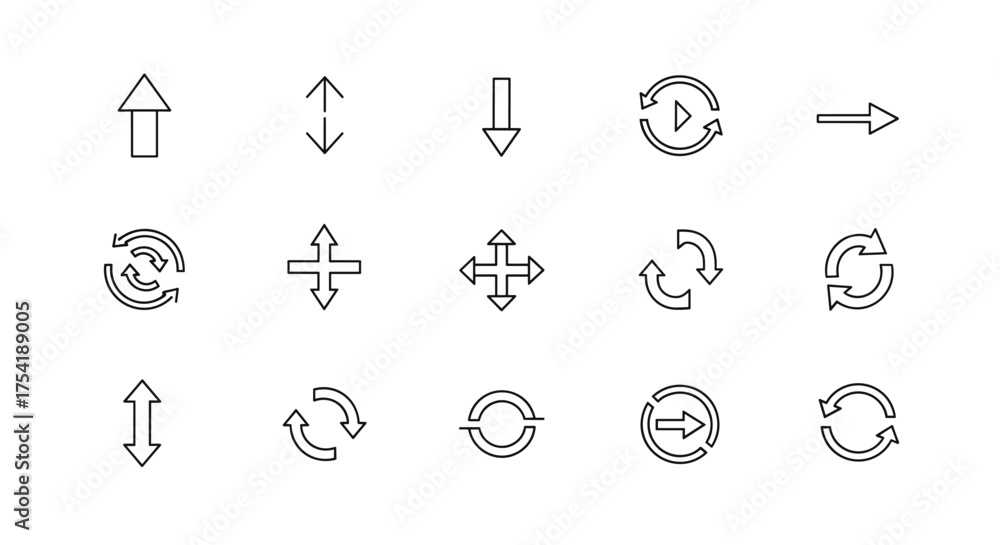 Arrow thin line icon set. Vector collection of simple outline ...