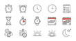 © Jane - Time management icon set vector. Line art collection of clock, calendar, stopwatch, planner for productivity, scheduling, business efficiency, organization, and workflow concepts.