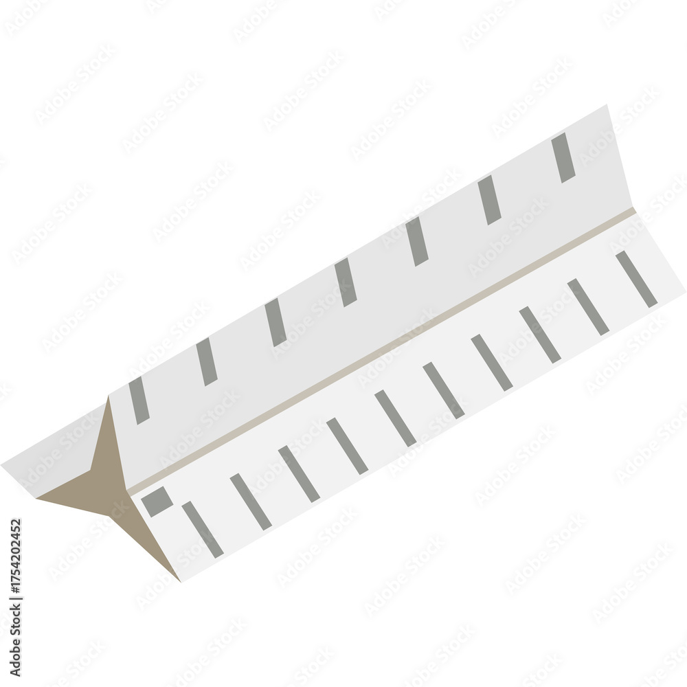 Grayscale Ruler Isometric architectural scale ruler with gray markings on a white ...