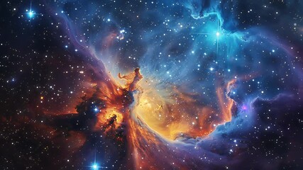 Wall Mural - The Stars And Blue Nebula In Space. Galaxy exploration through outer space towards glowing milky way galaxy.	
