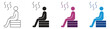 © JafrinAkther - Sauna icon set. Spa service, hot steam room or sweat room. Relax of relaxation exercises. Human rest, stick figure man. Vector illustration .