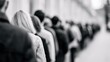 © vlntn - Blurred Urban Crowd Standing in Long Queue