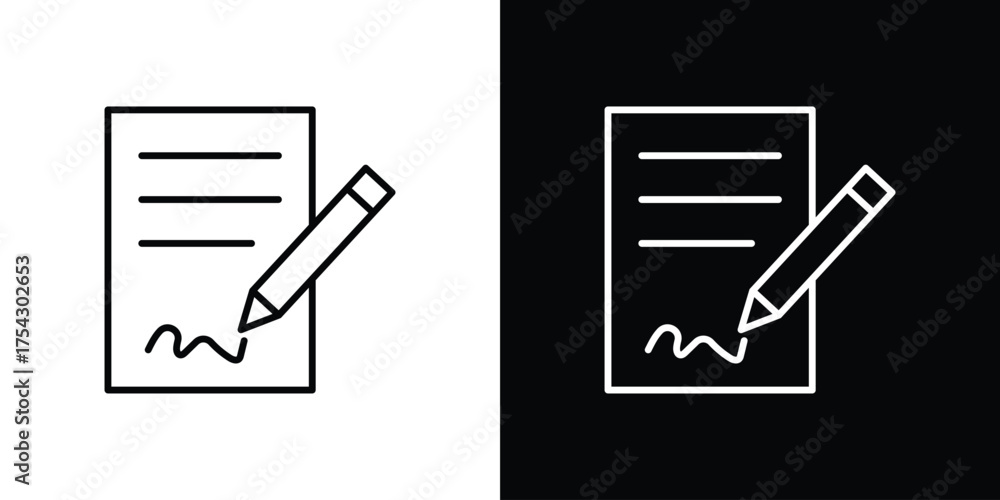 Signature File Single signature file icon vector illustration. editable stroke icon. Stock ...