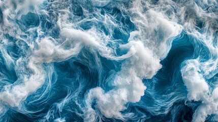 Wall Mural - Abstract Dreamlike Blue Waves with Light Streaks Creating Distortion and Soft Transitions in Motion