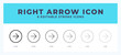 © Icon - Right arrow icon symbol. Logo illustration thin line. Bold line vector icons. Editable stroke