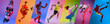 © Lustre Art Group  - Colorful portrait collage of athletes showing variety of sports actions. Concept of fitness, diversity, and global athletic expression for editorial, advertising, and creative design. Banner