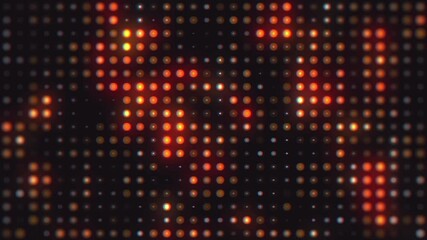 Abstract glowing bokeh dots grid pattern motion background warm orange and blue lights shimmering