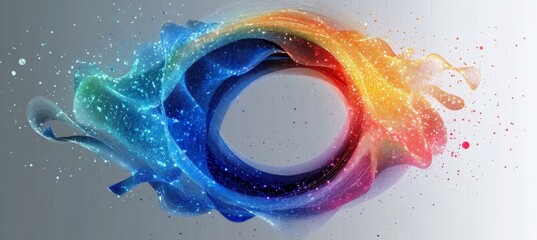 Wall Mural - Dynamic and Colorful Abstract Circular Wave with Energetic Splashes of Light and Vibrant Textures