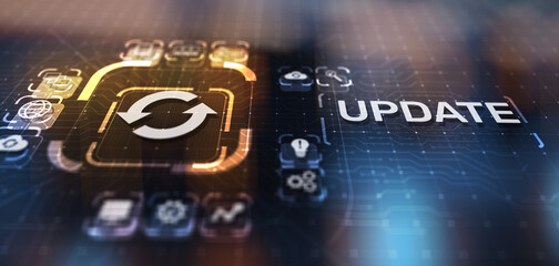 Wall Mural - Update System Upgrade Software version technology concept on virtual screen.