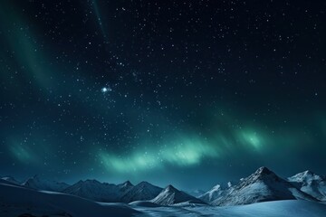 Wall Mural - Aurora starry night mountain outdoors nature.