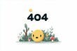 ©  Stock_Image - Sad emoji 404 error page design with nature elements and mushroom cute character lost online