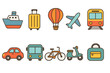© Hubba Bubba - Transportation, travel flat icon set. Vehicles, transport, journey flat icons collection