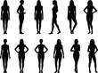 © Deep Mind Creations - Silhouette of diverse women body shapes, standing poses collection, black female figures for fashion, art, design, anatomy, and illustration reference
