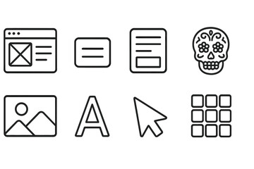 Wall Mural - Web and interface line icon set. Ui, multimedia, navigation icons outline collection