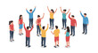 © Ophelia - Animated group celebration in isometric style with diverse standing characters