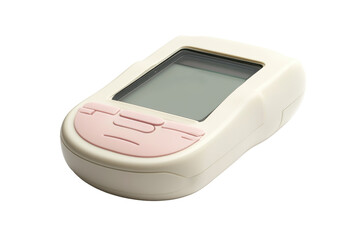 Medical glucometer with screen and buttons isolated on transparent background. Glucose meter glucometer isolated on white background.