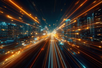 Wall Mural - Smart city light architecture technology.