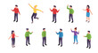 © Santiago - Diverse people in dynamic isometric poses on white background