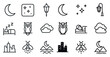 © Настя Шевчук - Night and sleep outline icons set – moon, dream, nighttime essentials