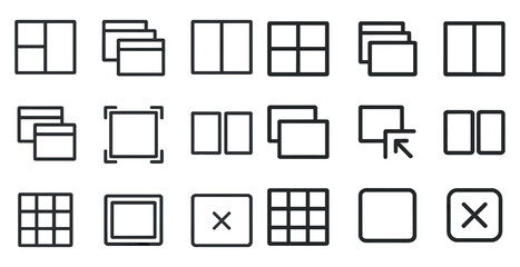 Interface and layout outline icons set – design, development, app navigation