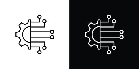Technology icon in black line illustration. Design logo for app, UI.
