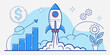 © Rahim - Business startup vector illustration with project development and business concept in flat style.