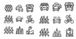 © Coosh448 - Urban transport outline icons set – commuting, public transit, city life symbols